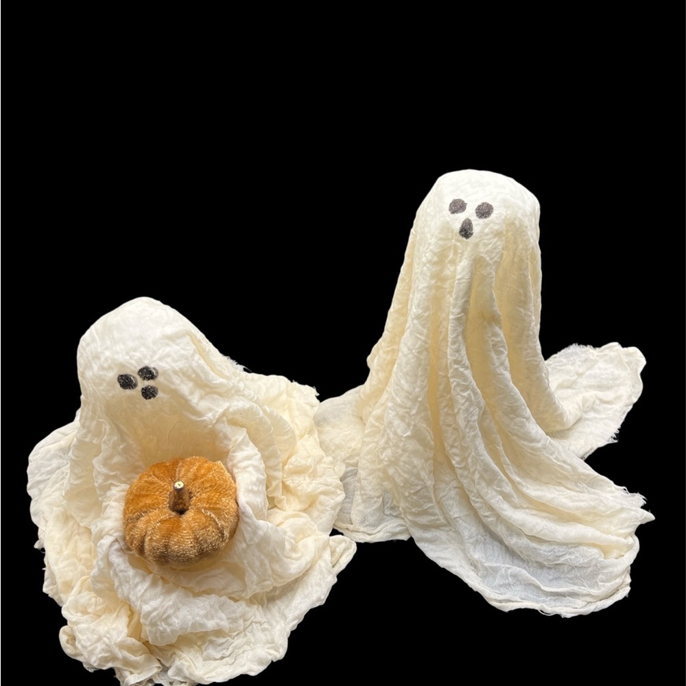 Handmade Halloween Ghost Decor Set of 2 Farmhouse Spooky Fall Shelf Sitters